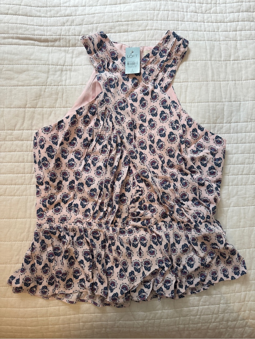 LOFT Blush Pink Floral Ruffle Peplum Camisole